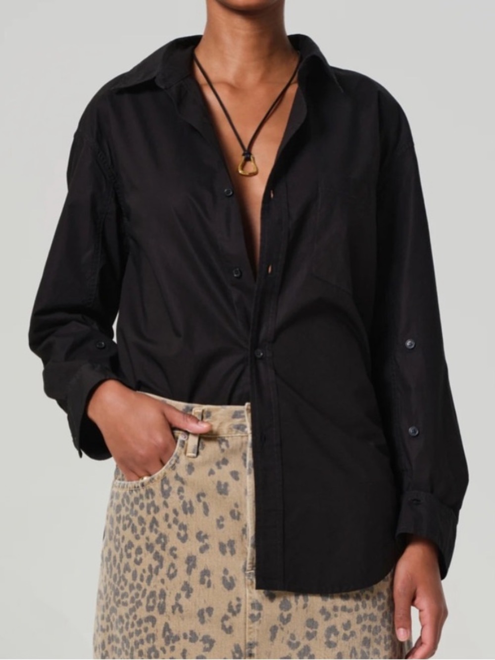 Citizens of Humanity Kayla  Black Cotton Shirt Small